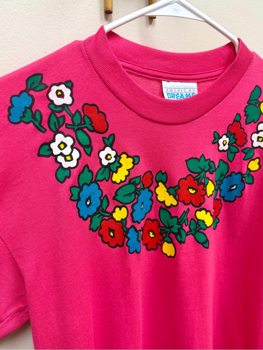 90s Vintage 🌼 NOS American Dreams Flower Crewneck Tee - Picture 3 of 5